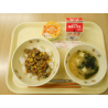 10月24日　開拓丼　豆腐とわかめの味噌汁　温州みかんゼリー　牛乳