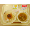 10月3日　ごはん　チキンみそカツ丼　豚根菜汁　お月見ゼリー　牛乳