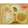6月25日　ごはん　じゃがいもと玉ねぎの味噌汁　焼きさば　ごぼうサラダ　牛乳