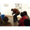 荒野さん、筆の運びを実演